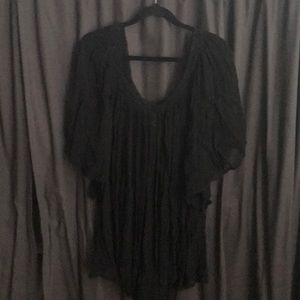 Black sheer tunic with embroidery